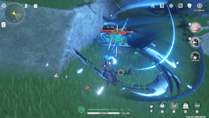 Wuthering Waves gameplay screenshot showing the character Yangyang in combat