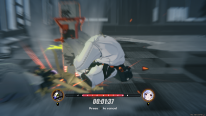 Zenless Zone Zero gameplay screenshot showing a Chain Attack with characters Ben Bigger, Robin (Bangboo), and Vivian Banshee